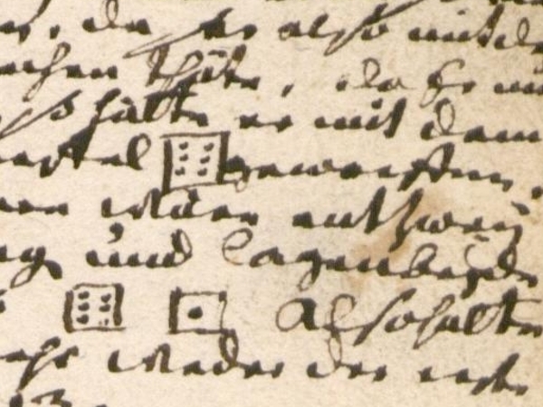 Page from the travel journal of Johann Andreas Silbermann with a description of the shattered die, 1741,  Sächsische Landesbibliothek – Staats- und Universitätsbibliothek Dresden.